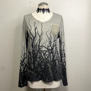 Anthony Morato Grunge Gothic Tree Silhouette Graphic Side Pocket Long Sleeve